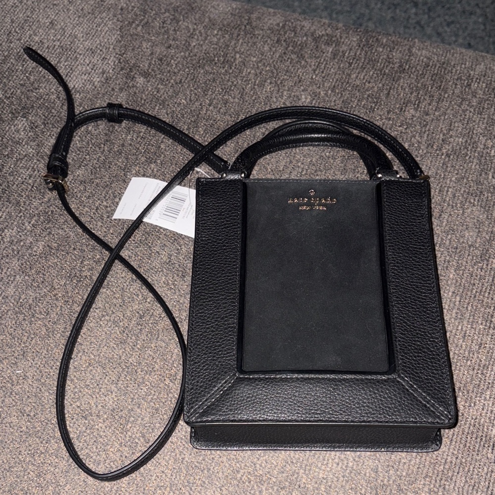 Kate Spade Black Crossbody Lena Mini Tote Suede mixed mat